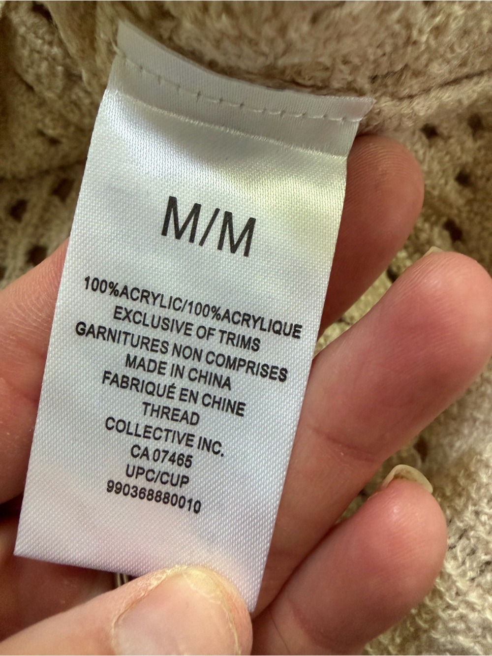 MEXX Beige Crochet Open Knit V-Neck Sweater M Boho Coastal - Picture 9 of 12